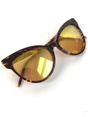 WILDFOX Grand Dame Sunglasses Tortoise Swirl Gold Mirror Lenses RARE